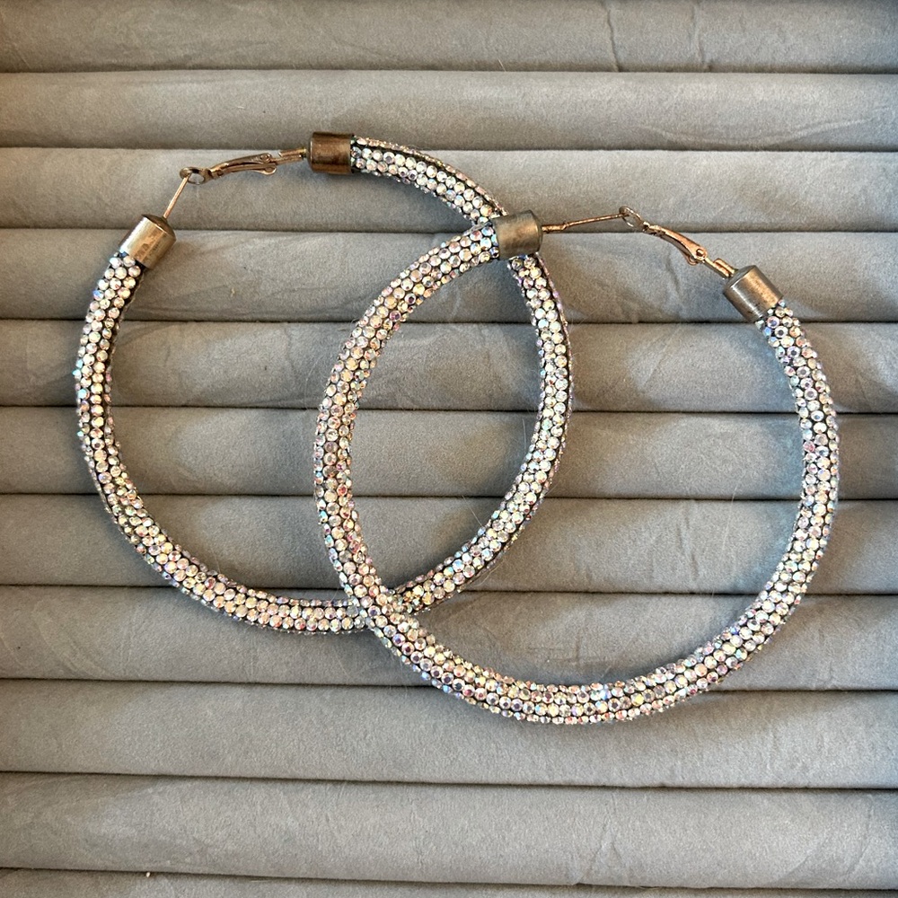 Big‎ sparkle bling hoop earrings